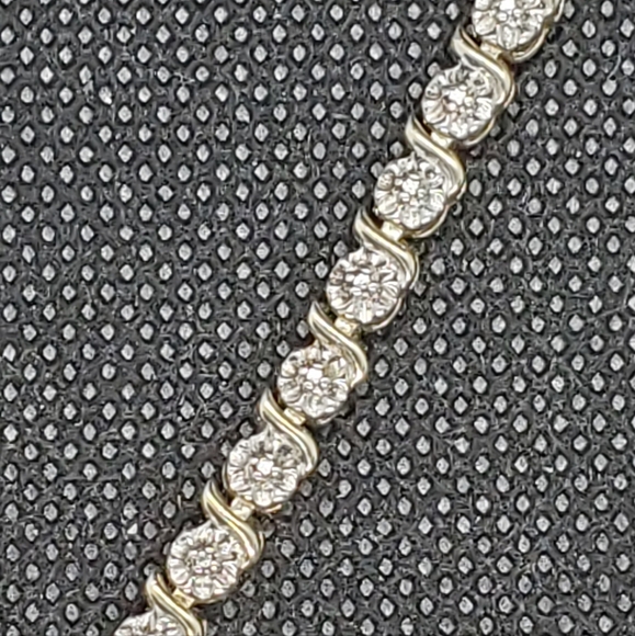 Gold vermeil sterling silver tennis bracelet 7.5 - Picture 1 of 6